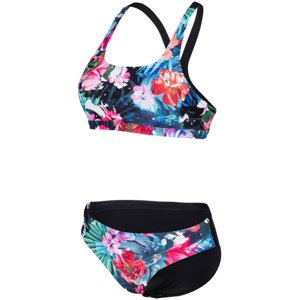 Arena flower bikini swim pro back black/multi s - uk32