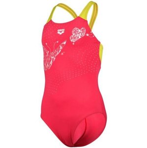 Arena girls butterfly swimsuit v back freak rose/soft green 128cm