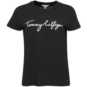 Tommy Hilfiger REG C-NK SIGNATURE Dámské triko, černá, velikost