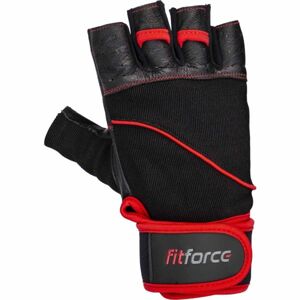 Fitforce FERAL Kožené fitness rukavice, černá, velikost