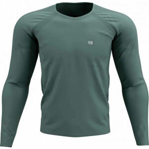 Compressport TRAINING TSHIRT LS Pánské tréninkové triko s dlouhým rukávem, zelená, velikost