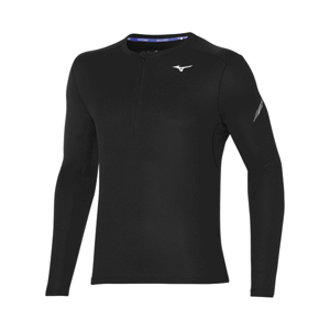 Mizuno DRY AERO FLOW LS HZ Pánské funkční triko s dlouhým rukávem, černá, velikost