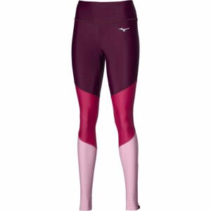 Mizuno CORE LONG TIGHT Dámské běžecké elastické kalhoty, vínová, velikost