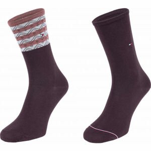 Tommy Hilfiger WOMEN SEASONAL TENCEL SOCK 2P FOLK STRIPE Dámské ponožky, hnědá, velikost