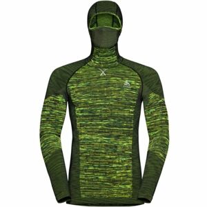 Odlo BL TOP WITH FACEMASK L/S BLACKCOMB ECO Pánské funkční tričko s integrovanou kuklou, zelená, velikost