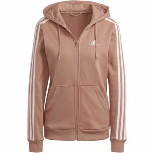 adidas 3-STRIPES FULL-ZIP HOODIE Dámská mikina, hnědá, velikost