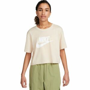 Nike SPORTSWEAR ESSENTIAL ICON FUTURA Dámské tričko, béžová, velikost